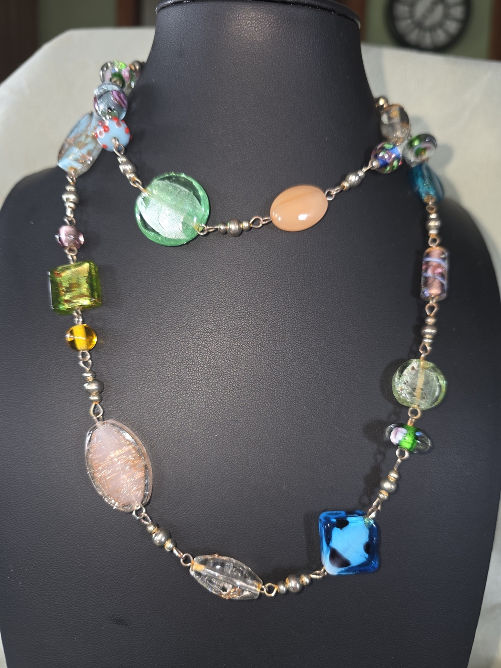 #282 Multi-Color Glass Bead Statement Necklace